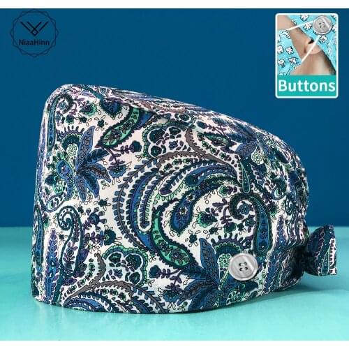 Outdoor dirt resistant built-in sweat towel adjustable cotton scrubs cap operating room womens medical caps lab beauty care hat