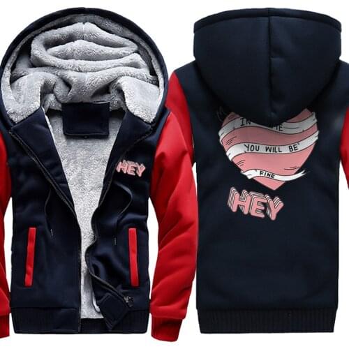 Heart Hey Printing Keep Warm Mens Raglan Thicken Jackets Winter Male Clothing And Hooded Harajuku Tops 2020 Fashion Tracksuits
