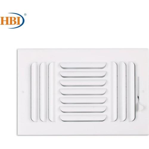 HBI 3-Way W10" x H6" Curved-Blade Ventilation Grille Air Outlet Valve Air Supply Register Air Vent Cover Steel Ceiling/Sidewall