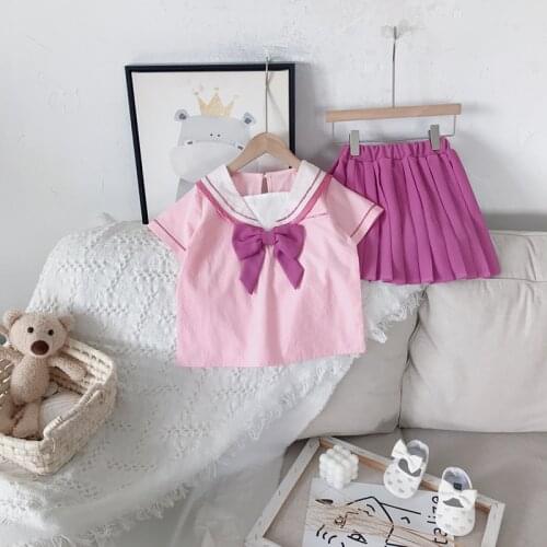 Japanese JK Uniform Kindergarten School Uniform Two-piece Navy Lapels Kids Boutique Clothing Wholesale Girls Clothing Set