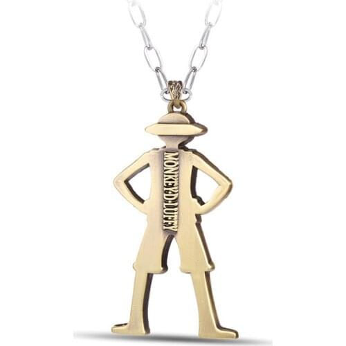 Japan anime one piece pendant necklace Luffy figure bronze charm necklace metal chian gift for men fashion jewelry wholesale