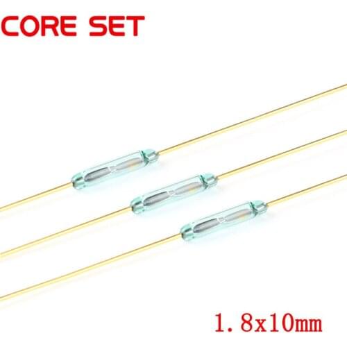 10pcs 1.8x10mm Reed Switch Magnetic Control Switch Green Glass Reed Switches Glass Normally Open Contact For Sensors NO