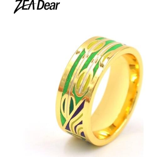 ZEA Dear Jewelry Stainless Steel Rings Enamel Jewelry For Women Classic Round Colorful Rings For Party Wedding Jewelry Findings