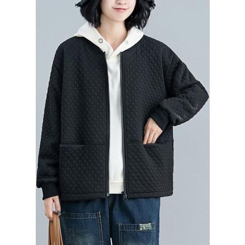 Autumn Winter Women Thick Casual Basic Jackets New Arrival 2020 Simple Style Solid Color Female Black Outerwear Coats S1927