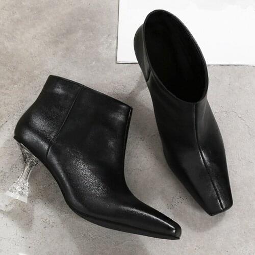 2020 new autumn winter women boots Fashion high-heel ankle boots Black heels women shoes Wine red ladie boots short boots boty