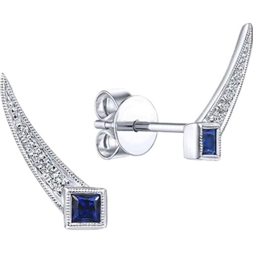 Modern Design Women Stud Earrings Charming Blue/White CZ Stone Simple Stylish Ladys Accessories Party Fashion Jewelry