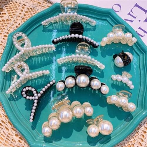 Women Pearl Hair Claws Crab Fashion Hair Clips for Girls Barrettes Hairpins Headwear Hairgirps Hair Accessories
