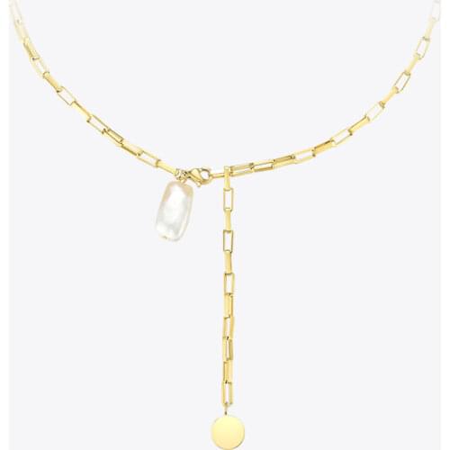 ENFASHION Boho Conch Chain Necklace Women Gold Color Stainless Steel Natural Mother Of Pearl Necklaces Fashion Jewelry P193032