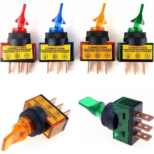 1PCS Automotive Toggle Switch 3 Pin ON-OFF with LED Light DC12V 20A SPST Switches
