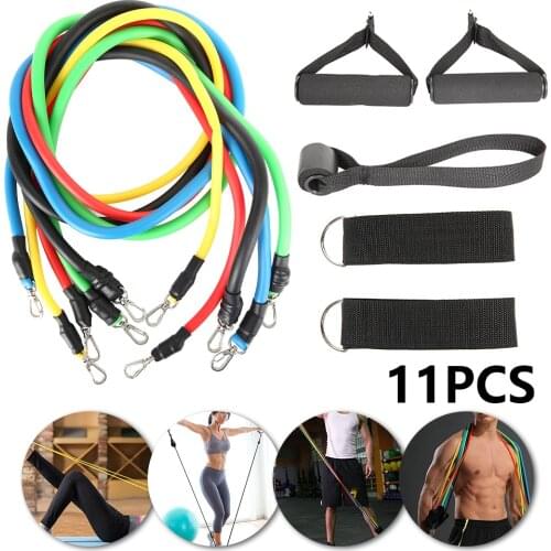 11/12pcs Set Pull Rope Latex Fitness Exercises Resistance Bands Elastic Exercises Body Fitness Workout Strength Gym Equipment