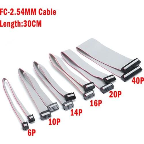 2PCS 2.54MM pitch FC-6/10/14/16/20/40 PIN 30CM JTAG ISP DOWNLOAD CABLE Gray Flat Ribbon Data Cable FOR DC3 IDC BOX HEADER