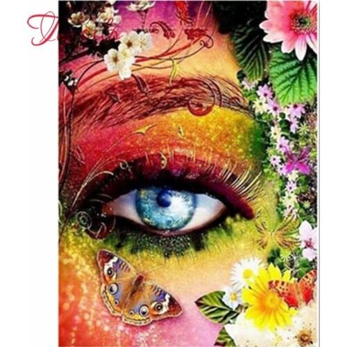 Touoilp Diamond Embroidery Eye DIY Diamond Painting Flowers Full Drill Square round Butterfly Home Decor Picture Of Rhinestone