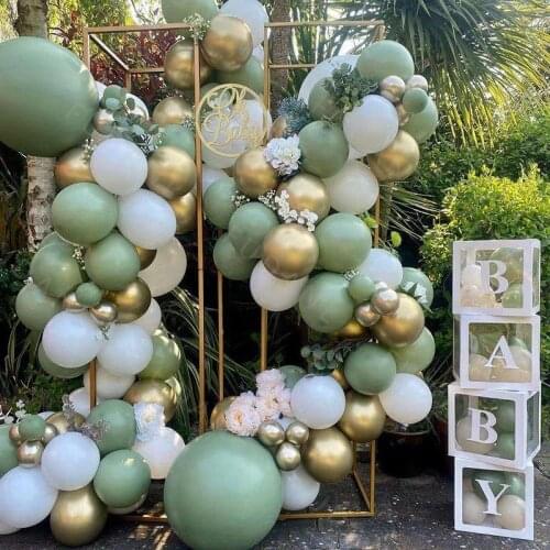 Avocado Green Balloon Arch Garland Kit White Chrome Gold Latex Balloons For Wedding Party Decor DIY Birthday Baby Shower Globos