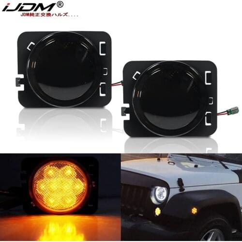 IJDM For 2007-2017 Jeep Wrangler JK Front Fender Flare Side Marker Light, Replace OEM Amber Sidemarker Lamps Turn Signal Lights