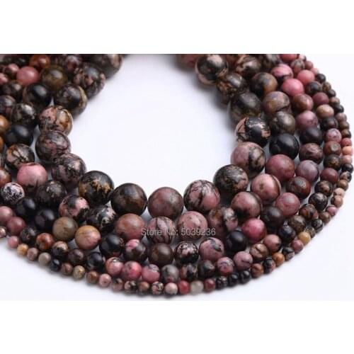 Wholesale Black Line Rhodonite Natural Stone Loose Spacer Beads for Jewelry Making Necklace Bracelet DIY 4-12mm