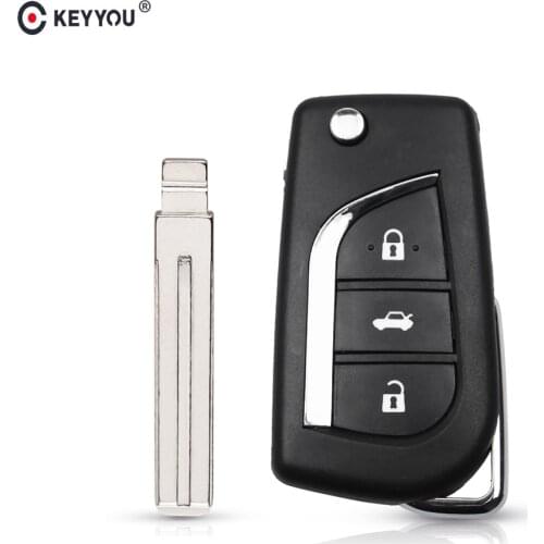 KEYYOU 3 Button Flip Remote Key Shell Cover Fit For Toyota Camry Levin Corolla Reiz Highlander Key Case TOY48 Blade 2014