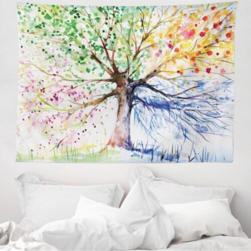 Trees Mikrofiber Large Wall Rug Water Color Paint Design Tree Branches Decorative Wall hanging 230cm x 140 cm