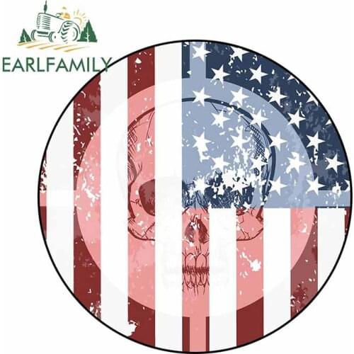 EARLFAMILY 13cm x 12.8cm For American Skull Car Styling Stickers Windshield Decal Car Door Protector Anime Creative Decor