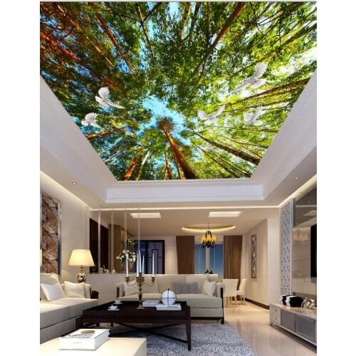 Woods pigeons living room bedroom ceiling 3d stereoscopic wallpaper ceilings 3d wall murals wallpaper