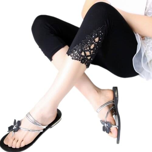 YSDNCHI Cropped Leggins Summer Legging Spring Girl New Women Leggings Fashion Elastic Triangle Hollow Pants