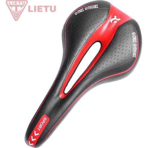LIETU 5 Colors Soft comfortable Bike Saddle with Hollow Design and Leather Surface for Road Bicycle/ MTB