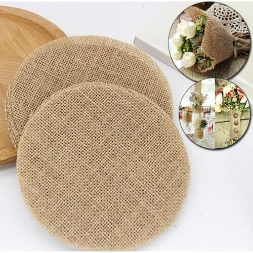 Linen Jute Placemat Rustic Burlap Round Rectangular Tea Cup Coaster Pads Heat Resistant Kitchen Dining Table Mat set de table