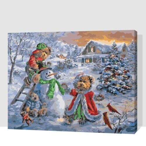 MaHuaf-A1802 Romantic christmas gift DIY Painting By Number Acrylic Picture Wall Art Hand Painted christmas decorations for home