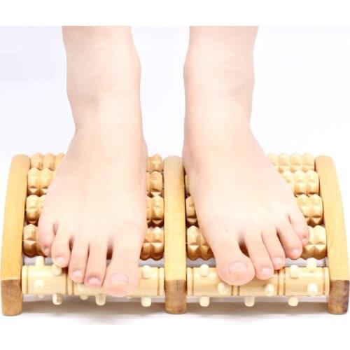5 Row Wooden Foot Massager Wooden Stress Relieving Treatment Relaxing Massage Roller Health Massage Tool Foot Spa Massageador