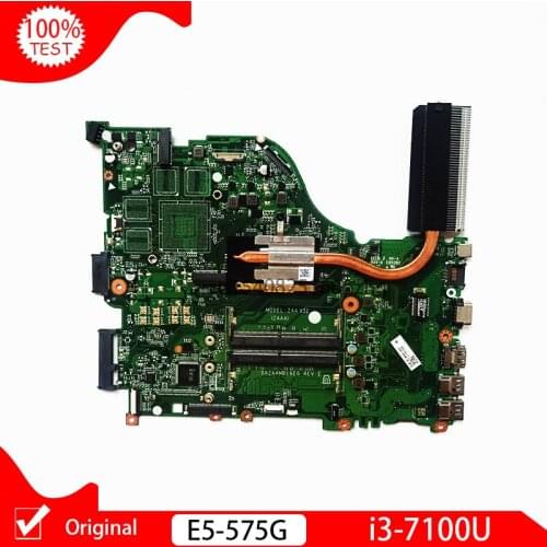 Original For Acer Aspire E5-575 E5-575G Laptop Motherboard With i3-7100U I3 CPU DAZAAMB16E0 REV:E DDR4 MainBoard with heatsink