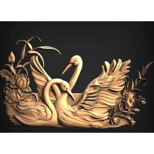 3d STL Model for CNC Router Engraver Carving Machine Relief Artcam Aspire "Swans decor" CNC files (ES)