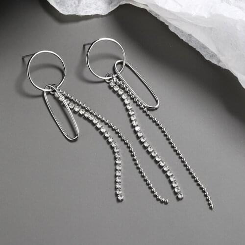 Fashion Round Female Earrings Long Tassel Chain Earrings For Women New Silver Color Jewelry 2020
