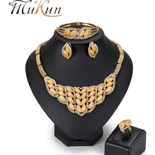 MuKun Fashion Jewelry Sets Nigerian Wedding African Beads Jewelry Set Women Gold Color Jewelry Italian Egyptian Costume Jewelry
