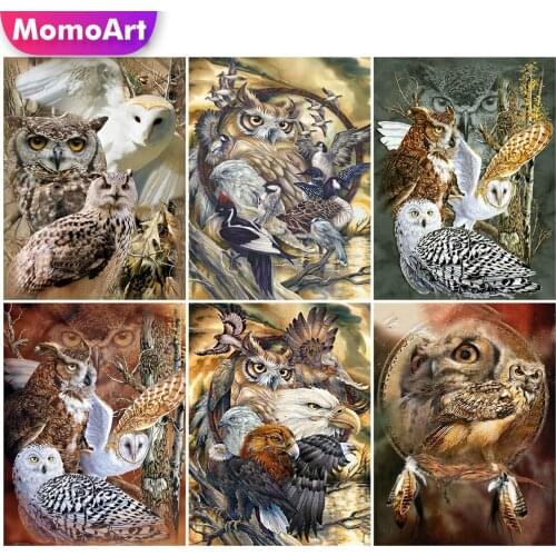MomoArt 5D DIY Diamond Mosaic Animal Diamond Painting Owl Cross Stitch Kits Embroidery Needlework Beaded Art Decor For Home