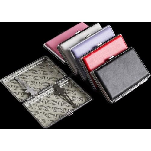 New 1pcs Genuine ultra thin Long cigarette Case lady cigarette box pink leather for women 's slim cigarettes (hold 20)