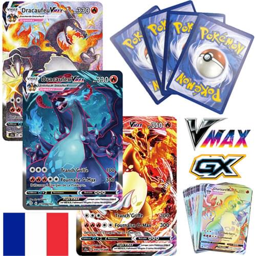 2021 New Pokemon cards in French Latest Vmax V Energy Holographic Rainbow Game Card Kids Toys français Toy
