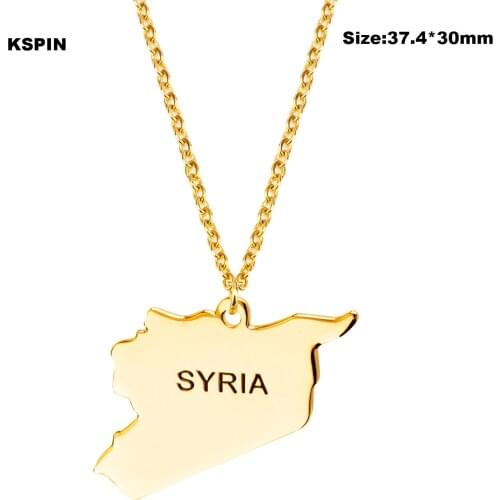 Syria Flag Map Necklaces Fashion Europen Golden Pendant Necklace Jewelry