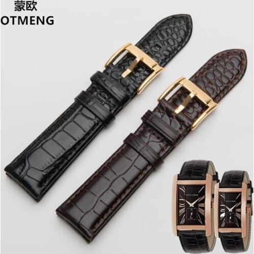 Crocodile Pattern Genuine Leather Buckle for Armani AR0143 AR0144 AR0168 AR2432 AR2447 Watch Band 18/20/22/24mm Watchband