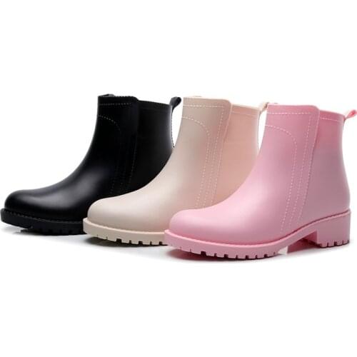 Chelsea Rain Shoes Woman Ankle Rainboots Rubber Boots Non-slip Water Shoes Female Galoshes Overboot for Adult934