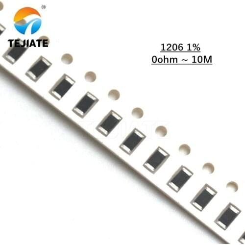 100Pcs 1206 SMD resistor 0R ~ 10M 1/2W 0 1 10 100 150 220 330 ohm 1K 2.2K 10K 100K 0R 1R 10R 100R 150R 220R 330R 470R 510R 1M