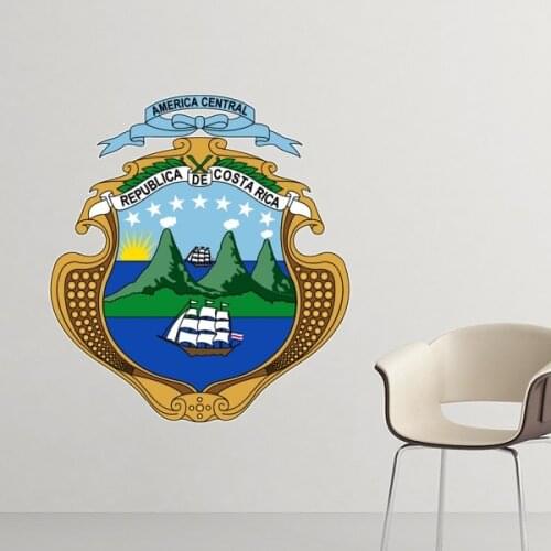 Costa Rica National Emblem Country Symbol Mark Pattern Removable Wall Sticker Art Decals Mural DIY Wallpaper for Room Decal