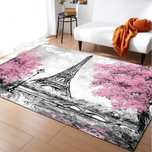 Nordic Large Area Rug Wedding Party Decoration Girl Bedroom Floor Mat Velvet Paris Tower Rug and Family Living Room Rug