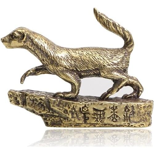 Pure Copper Honey Badger Statues Vintage Home Decorations Crafts Accessories Desktop Ornaments Brass Animal Figurines Miniatures