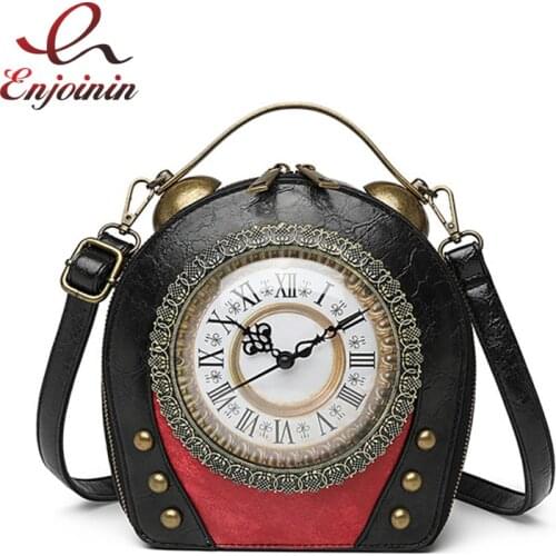 Rretro Clock Shape Handbag for Women Shoulder Bag Fashion Crossbody Bag Luxury Designer Purses Female Casual Walkable Clock Bag