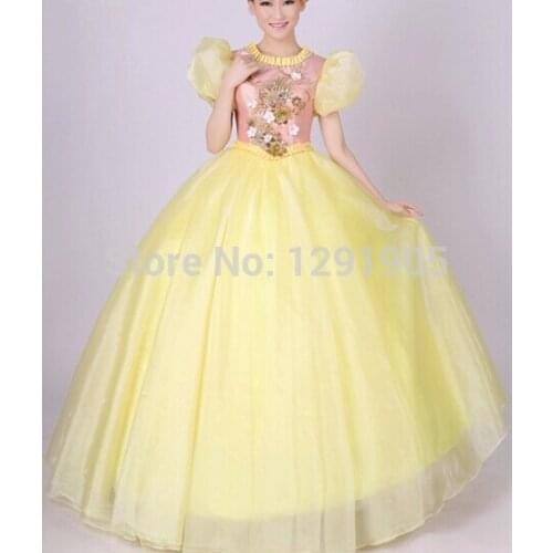 Bubble sleeve light yellow/pink medieval dress sissi princess Medieval Renaissance Gown queen Costume Victorian Marie Belle ball