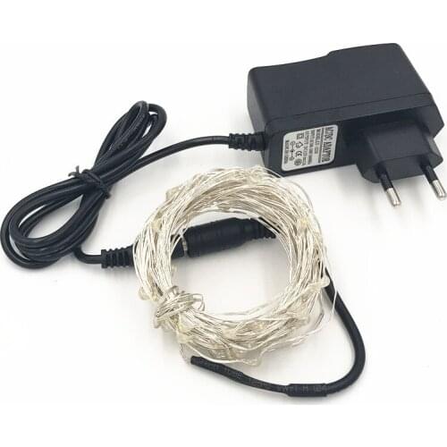 LED String Light 10m 100leds Silver Wire Fairy Lights with 12V 1A Power Adapter Christmas New Year Wedding Decoration Lights