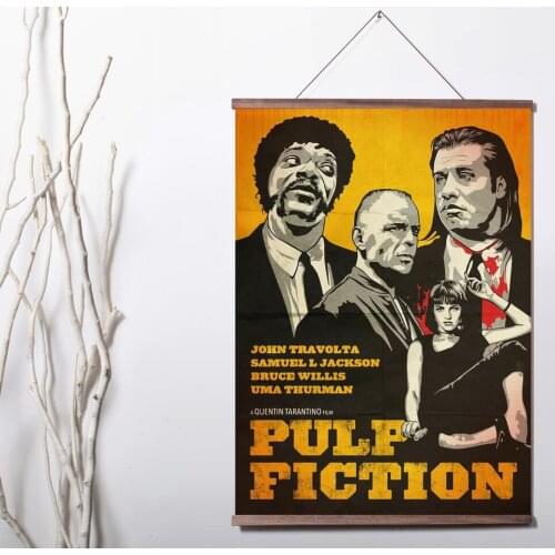 PULP FICTION MOVIE Art Canvas poster decoration painting with solid wood hanging scroll