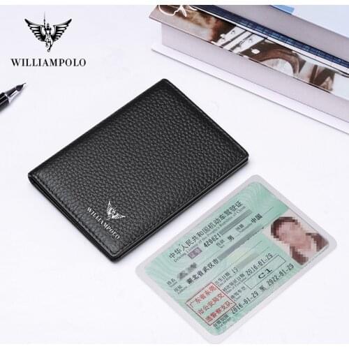 Slim Thin Wallet Men Genuine Leather Fashion New Year Gift Short Wallet for Card Holders Mini Purse Black PL185165