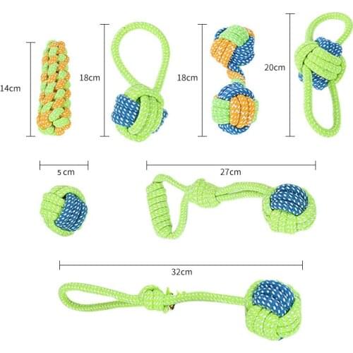 Pet Products Toys Bite Resistant Cotton Rope Toys Molar Teeth Cleaning Rope Ball Cat and Dog Toy Set Dog Supplies