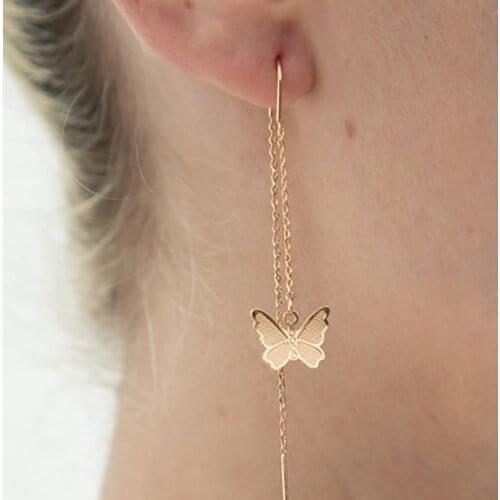 Trend Long Tassel Butterfly Drop Earrings Women Fashion Simple Temperament Hanging Earrings for Girl Jewelry GIfts Insect Arete