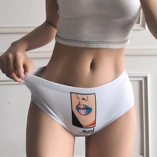 Original Simple Solid Color Fashion Printed Girls Lingerie Sports Stretch Panties Sexy Low-Waist Hip-Lifting Womens Briefs